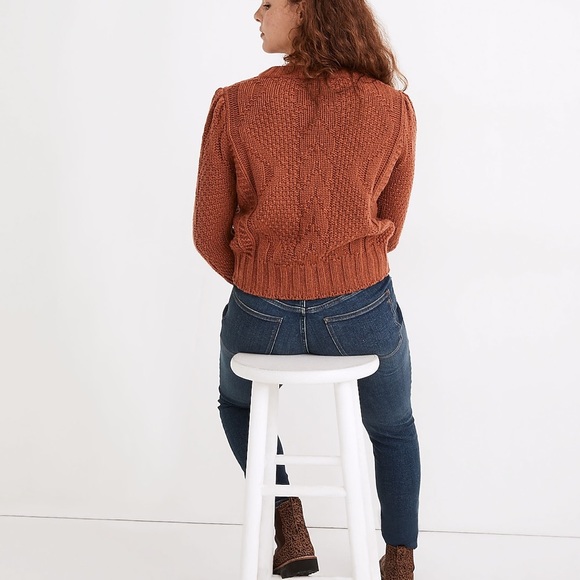 Madewell Ridgecrest Cable Pullover Sweater Wool Blend Size Large - Picture 3 of 13